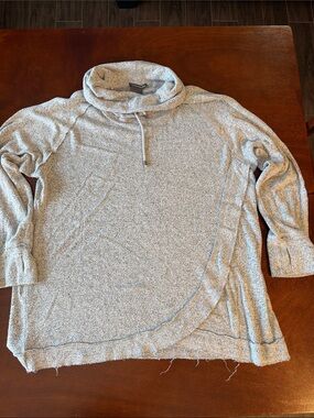Chelsea & Theodore womens plus Heather Gray Cowl Neck Pullover Sweater